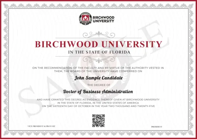 Birchwood University Doctor of Business Administration Certificate